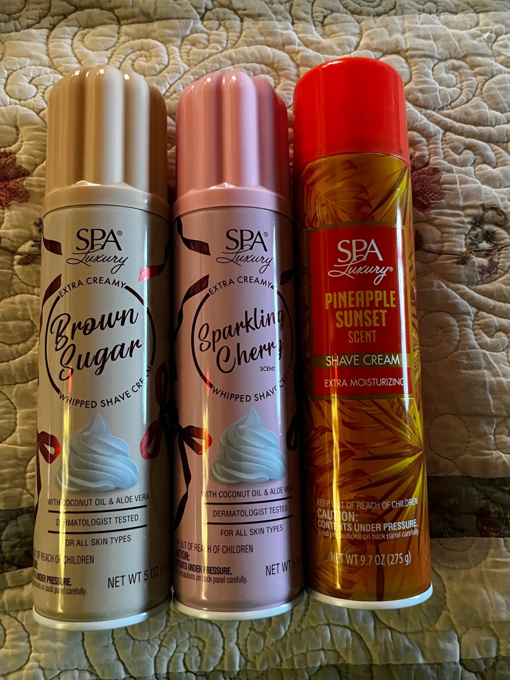 Spa Luxury Shave Cream 3-Piece Bundle Brown Sugar Cherry Pineapple NEW